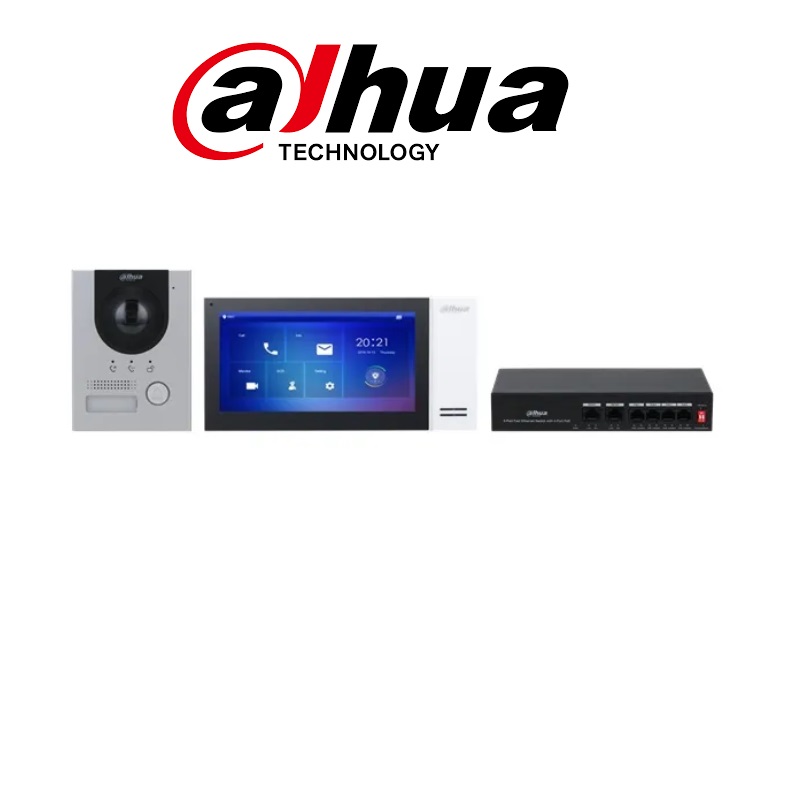 KIT VIDEO PORTERO IP FHD P/ DEPARTAMENTO, INC SWITCH POE DHI-KTP01L-S - DAHUA