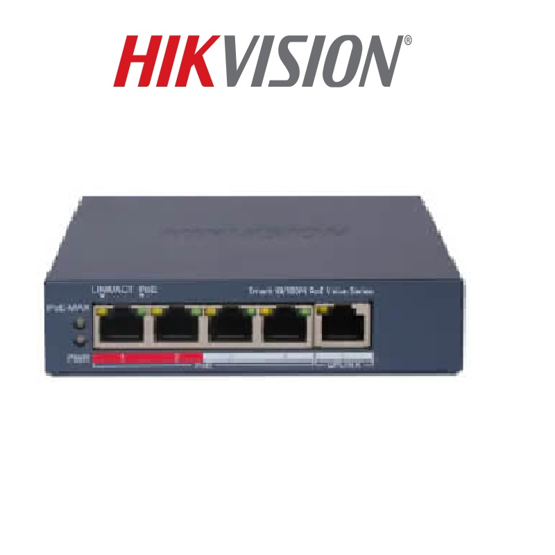 SWITCH 4 PUERTOS POE + MONITOREADO - 12VDC/220V DS-3E1105P-EI/M