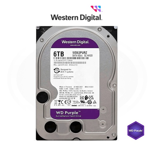 WD DISCO DURO PURPLE 6TB HDD SURVEILLANCE HARD DISK HDD6TB
