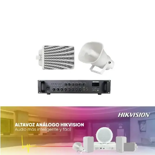 KIT SISTEMA DE SONIDO Y PERIFONEO ANALOGICO DS-QAE0A120G1-VB6 + DS-QAE0330G1T-V + DS-QAE0120G1R
